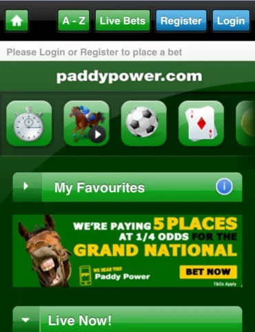 Paddy Power screenshot